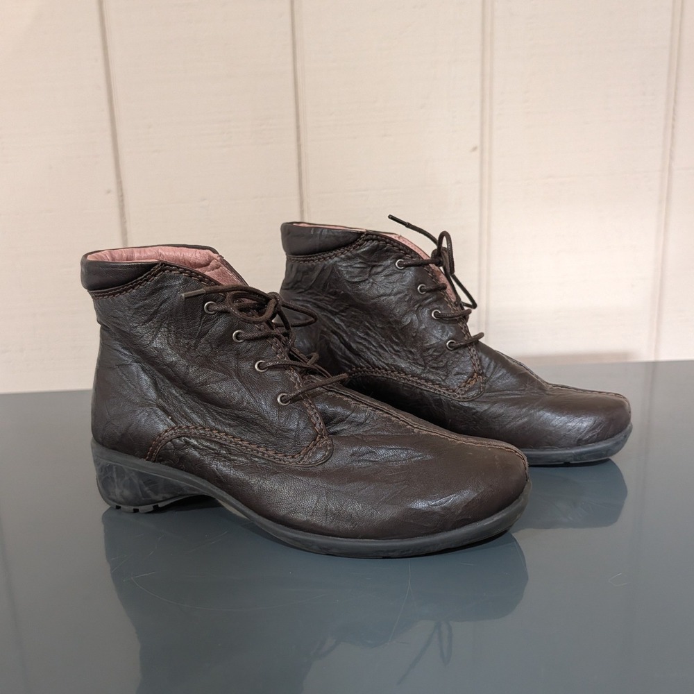 Sanita Brown Leather Lace Up Ankle Boots Portugal Chuka‎ Boot 37